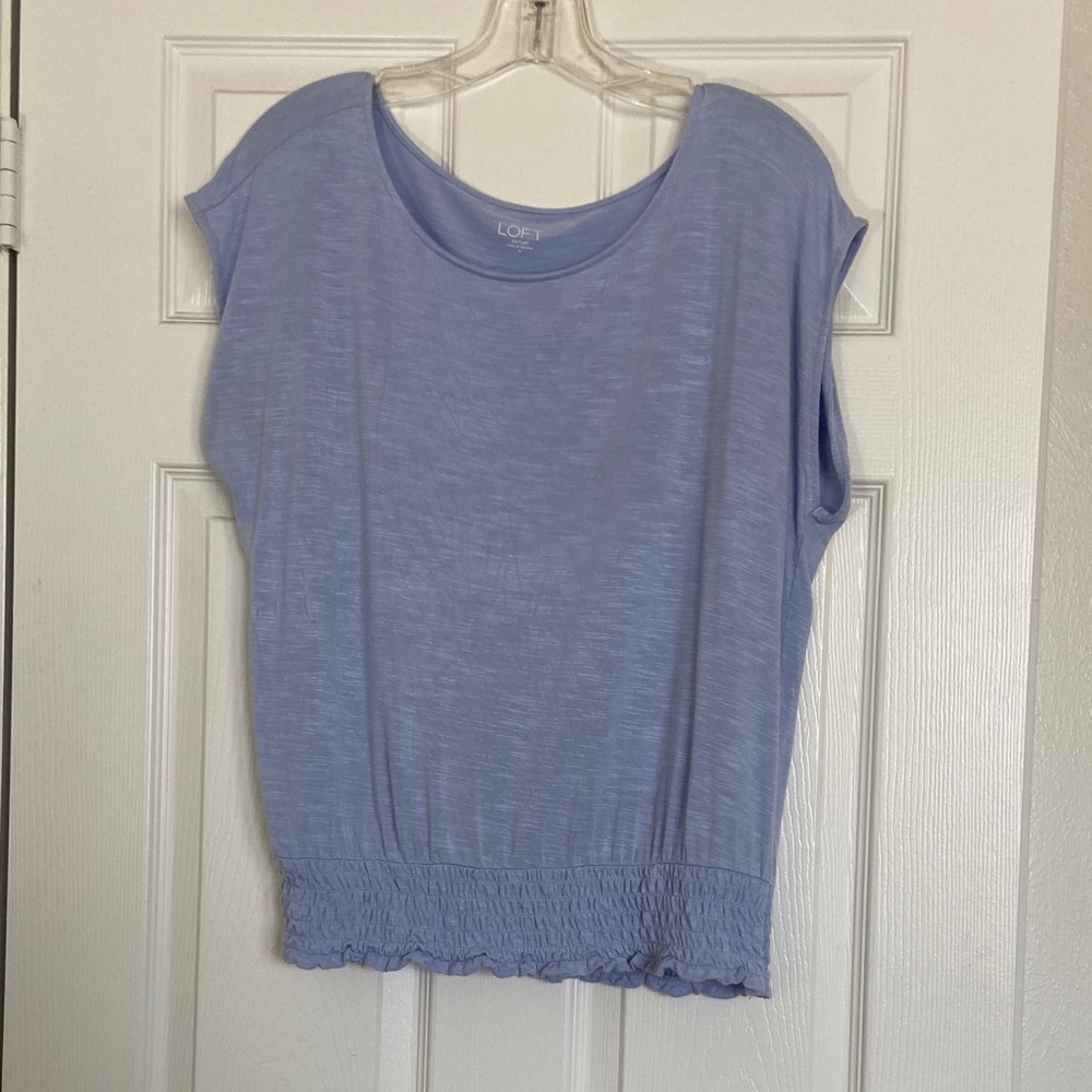 LOFT Women's Soft Blue Short Sleeve Top